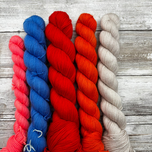Fingering | Blue, Red, Orange, Cream 50g Pack