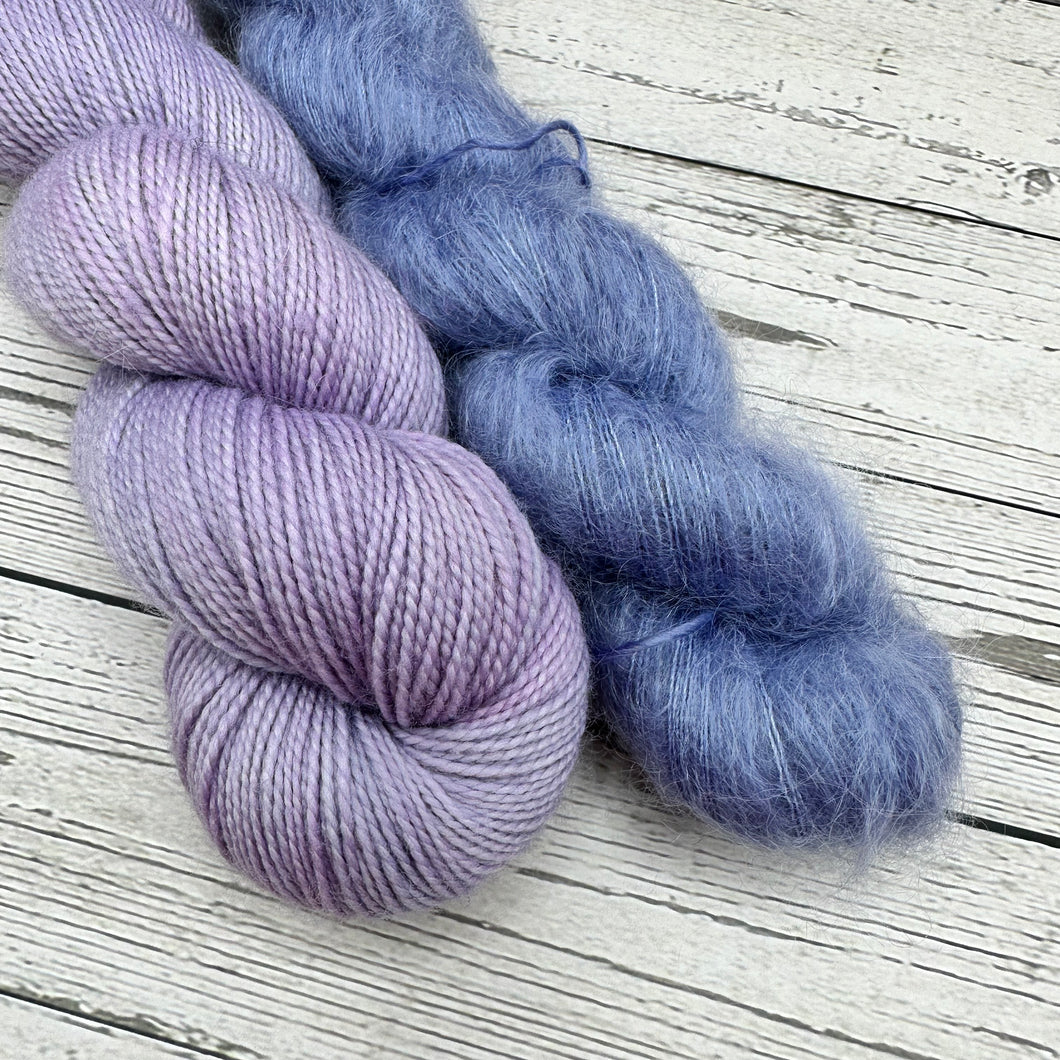 Lilac Fingering/OOAK Mohair Yarn set