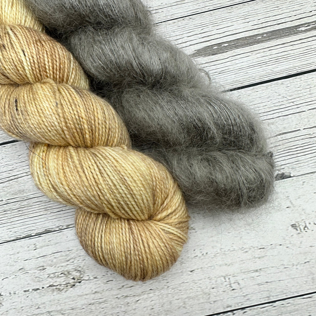 Fearless Fingering/Charcoal Mohair Yarn set